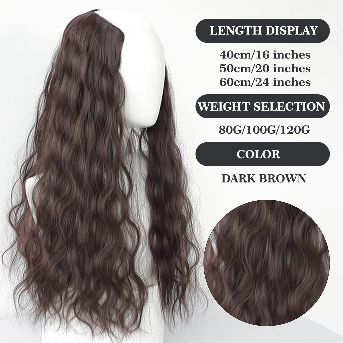 Ocelot 16-24 inch synthetic wavy hair extension wig natural water ripple women's hair accessories hair extension long curly hair