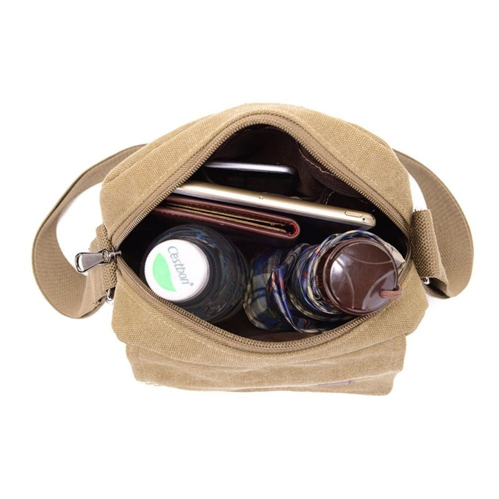 Vintage Canvas Men Crossbody Bag Anti-theft Large Capacity Outdoor Small Bag Wear-resistant Business Cashier Wallet Shoulder Bag