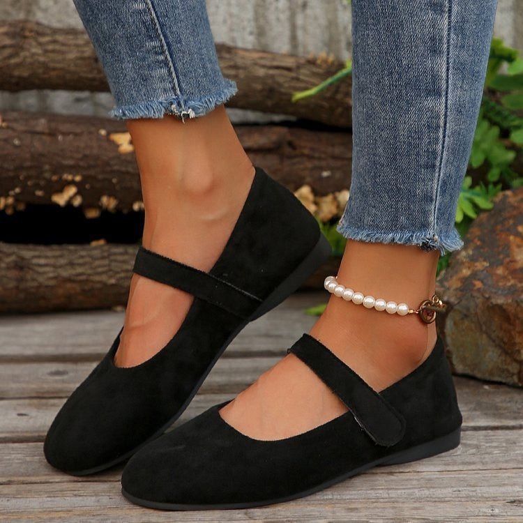 Woman's Casual Flats Shoes Round Toe Large size ladies shoes Retro French Mary Jane Dress Flat New Summer Solid Comfortable shoe