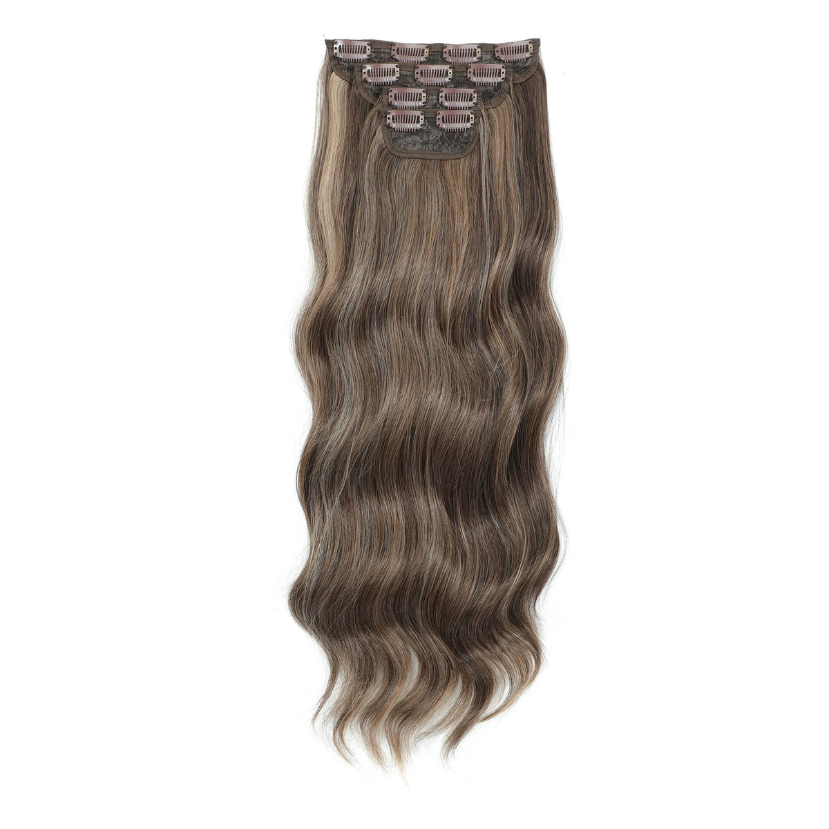 24Inch 61cm Body Wave Synthetic Wavy Blond 27/613 White Clip In Hair Extensions 4Pcs/lot 220g Heat Resistant Fiber