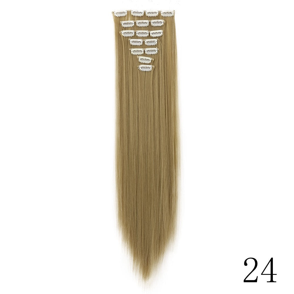 LANSA 7Clips Long Straight Synthetic Clip On Hair Extensions Cheveux Clip Naturel High Temperature Fiber Black Brown Hairpiece