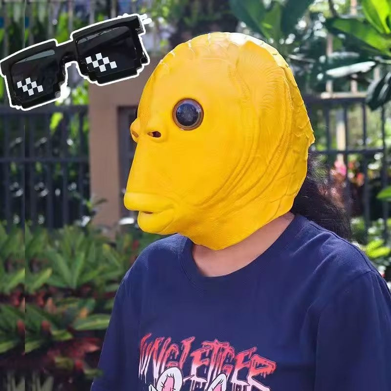 Cospaly Green Fish headed Monster Mask Murloc Hair Mask Fish Headgear Cute and Funny Mask for Halloween Carnival Costume Party