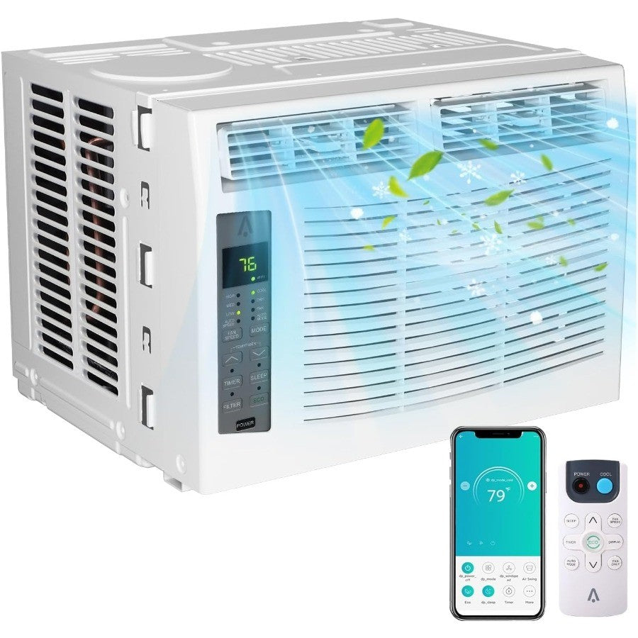6000 BTU Window Air Conditioner with WiFiEnabled Smart Control and Remote Operation 3in1 Fan Dehumidifier Functionality for Eff