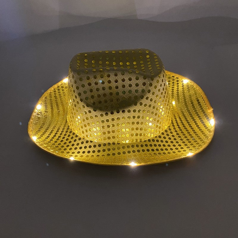 Wireless LED Western Cowboy Hat Light Up Cowboy Hat Disco Bride Pink Cowgirl Hat Concert NightClub Wedding Costumes Accessories