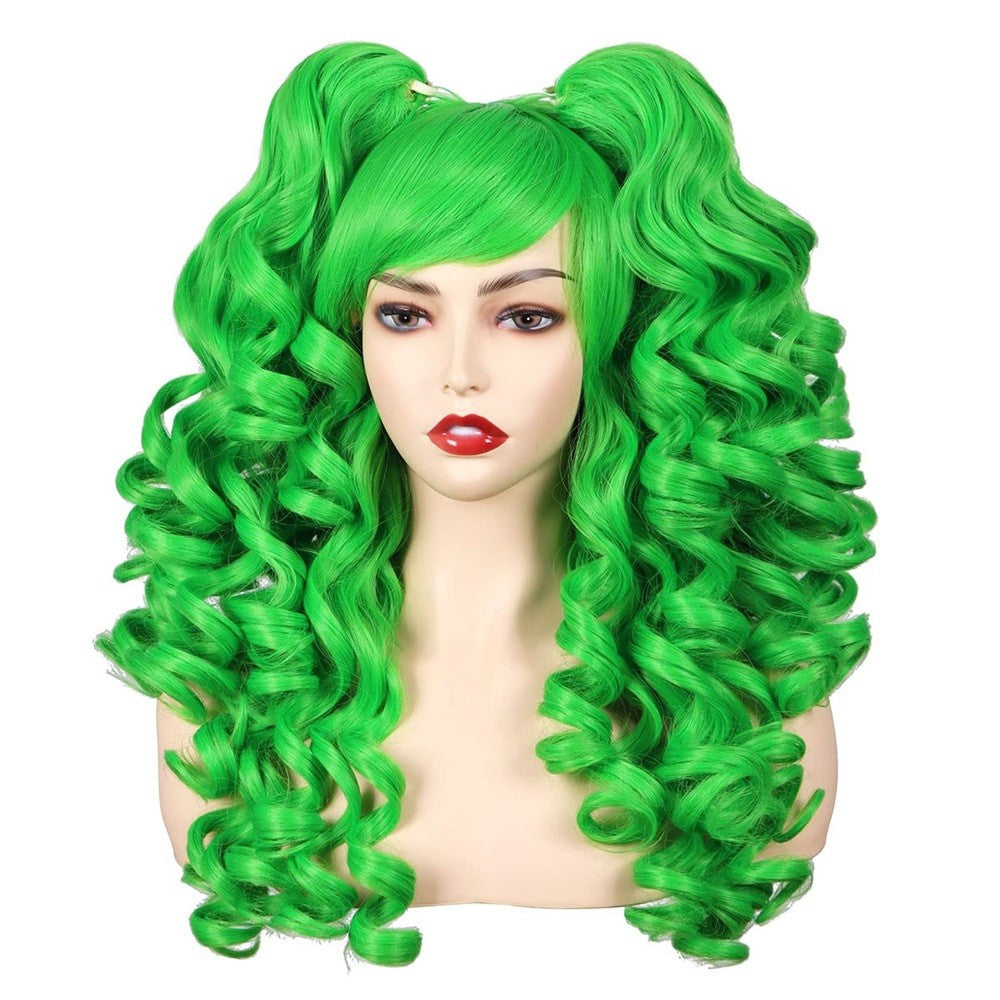 HAIRJOY Synthetic Hair Wavy Pink Ponytail Wig for Jean Cosplay Game Princess Anime Wigs with Hair Pigtails Bangs Halloween Wig