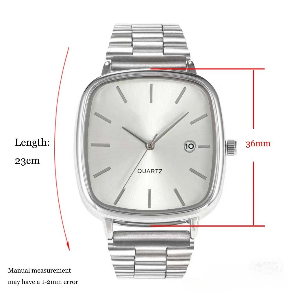 Luxury Square Quartz Watch for Men Casual Student Fashion Simple Design Versatile Stylish Calendar Watches Male Female
