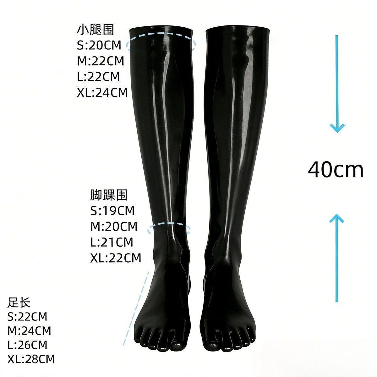 Black Rubber Footed Long Stockings Short socks Elastic Separate Five Toe