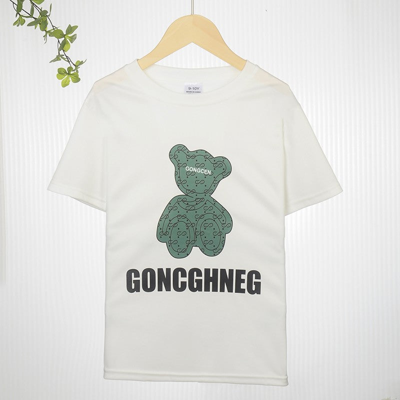 Children Boy Clothes Set Kid Girls Cartoon Bear Tshirts and Shorts 2 Pieces Suit Baby Letter Print Top Bottom Suit Tracksuits