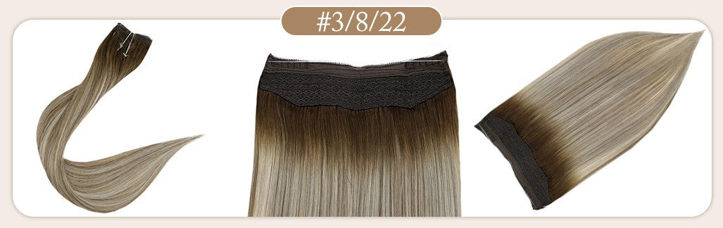 Full Shine Fishing Wire Hair Extensions Real Human HairHair Extensions Hairpieces For Women Thick Secret Wire