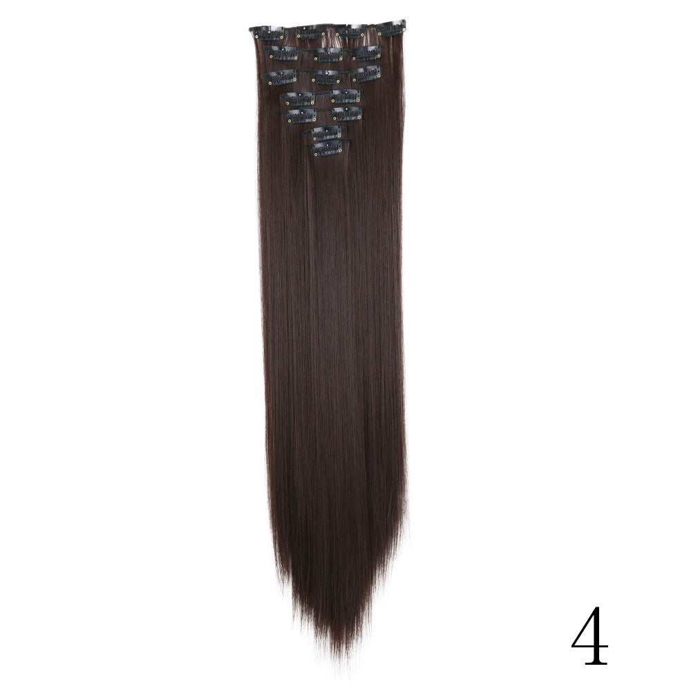 LANSA 7Clips Long Straight Synthetic Clip On Hair Extensions Cheveux Clip Naturel High Temperature Fiber Black Brown Hairpiece
