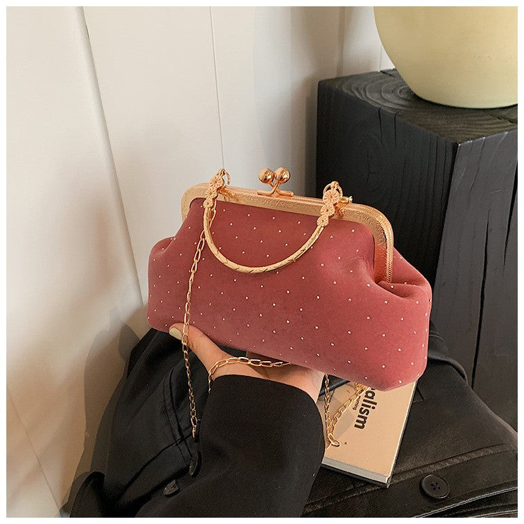 Luxury Design Women's Evening Clutch Purse Dinner Party Ladies Small Clip Shoulder Bag Handbags Retro Female Chain Crossbody Bag