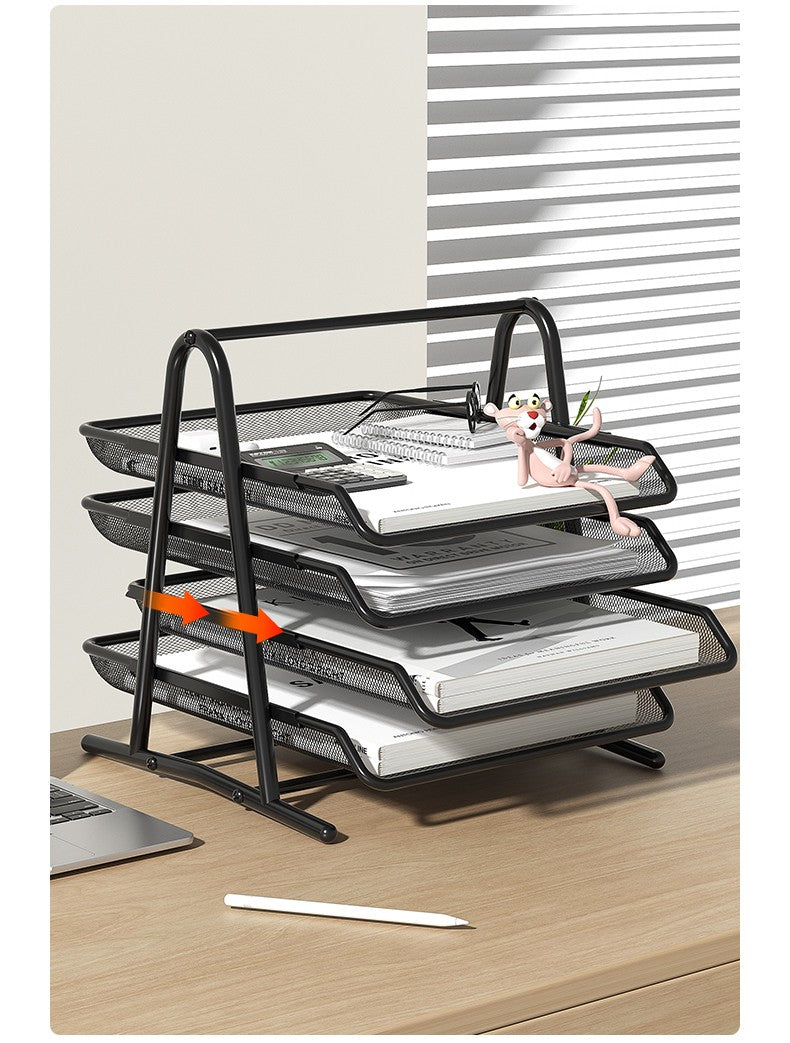 Mesh Letter Tray,Office Desk Paper Organizer with Sliding Trays for Desk Accessories, Office Supplies and File Storage, Black