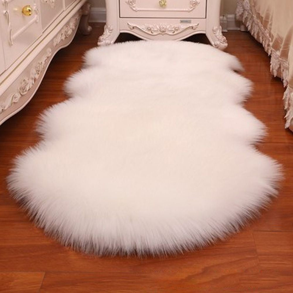 Washable Fluffy Shaggy Long Hair Carpet Floor Protection Non Slip Soft Rugs Faux Fur Bedroom Mats Sheepskin Rug