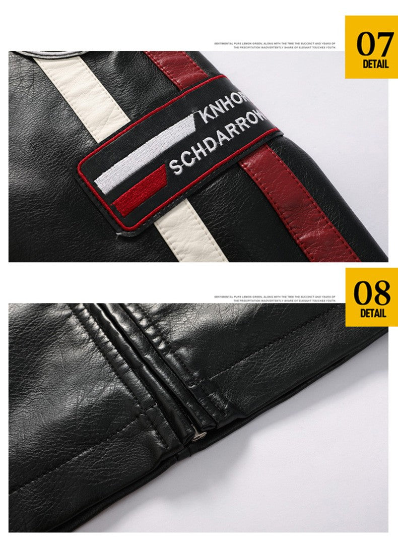 New Motorcycle Jacket For Men In Autumn/Winter 2020 Fashion Casual Leather Embroidered Flight Jacket In Winter Velvet Pu Jacke