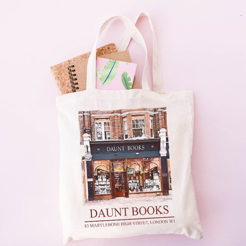Daunt Books Tote Bag Shakespeare and Company Totes Canvas Shoulder Bag Aesthetics Shopping Bag Handbags Library Bag Back To Gift