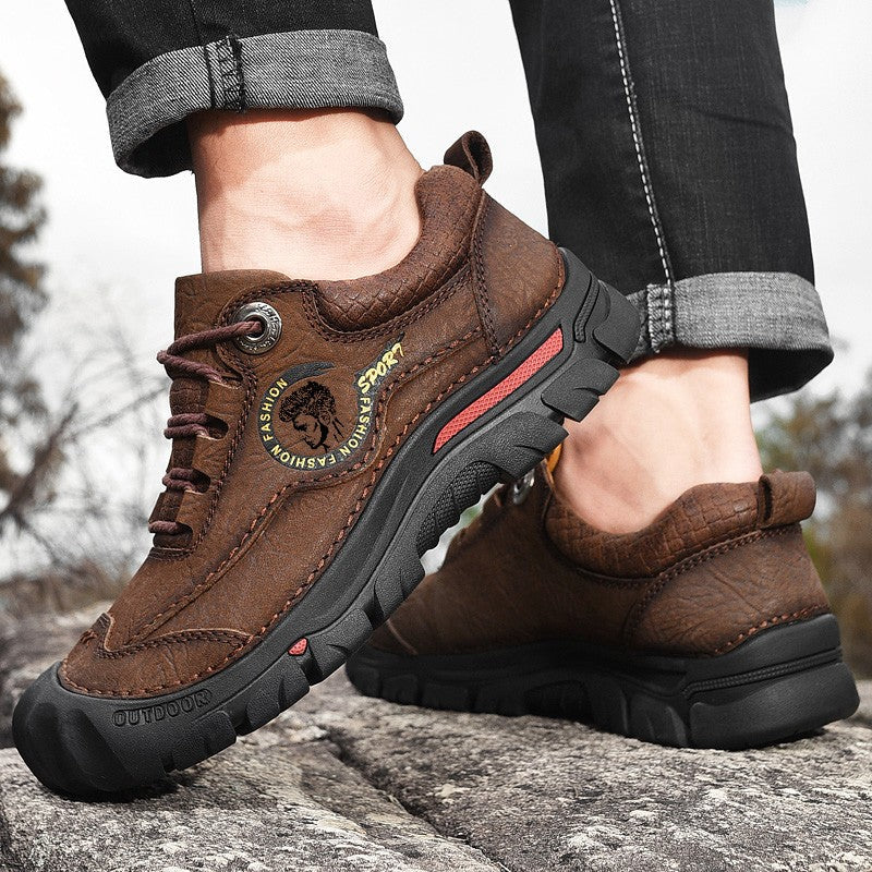Outdoor Camping Hiking Shoes Men Genuine Leather Sports Sneakers Man Travel Casual Shoes Leisure Walking Climbing Men's Footwear