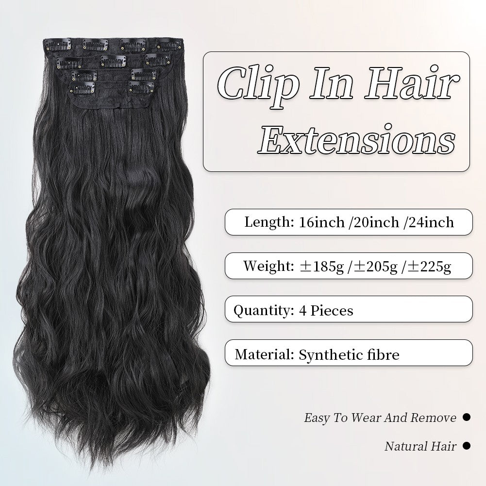 Body Wave Hairstyle Synthetic Hair Extensions 4pcs/set Head Wigs Clip Clips Hair Extensions For Women Girls