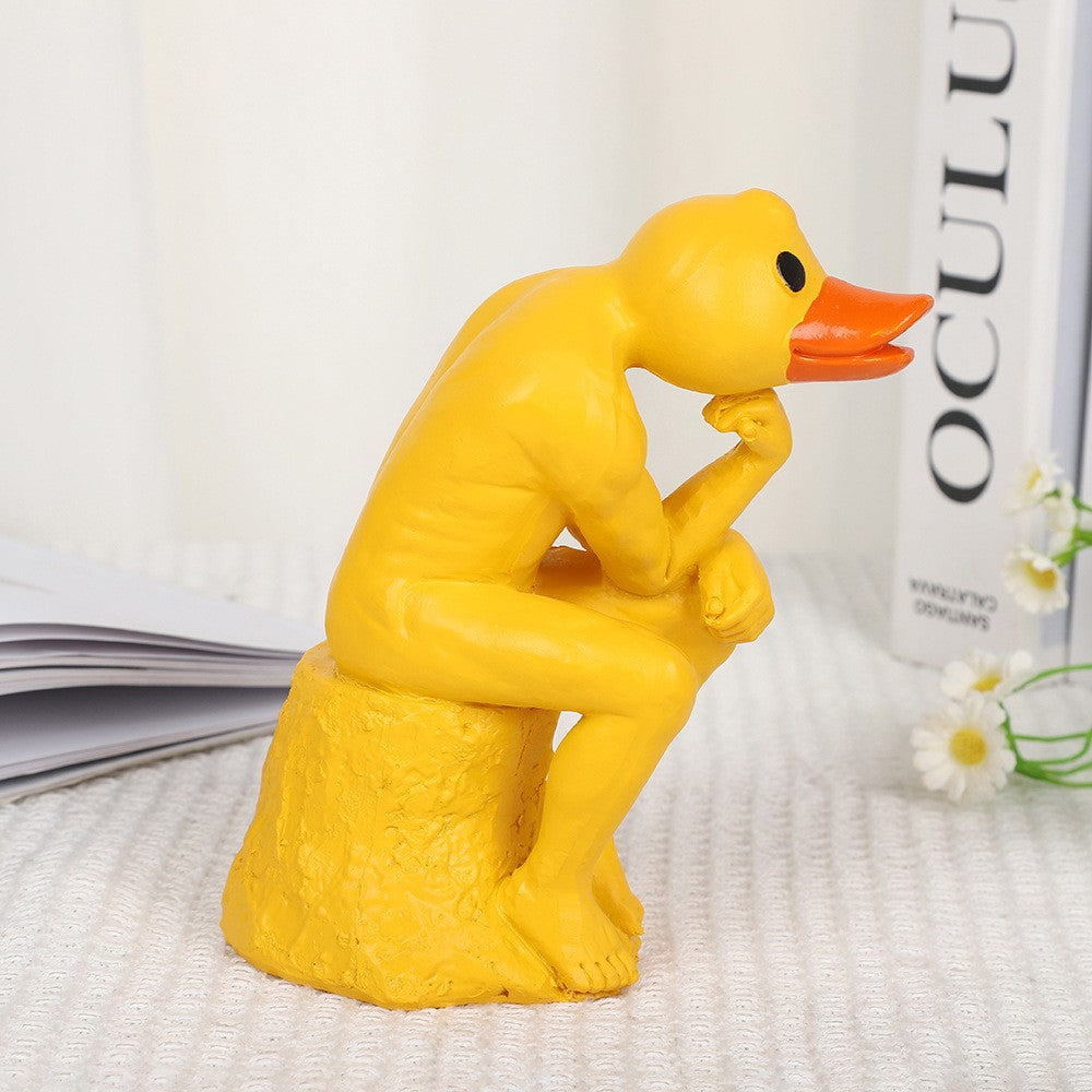 Novel and interesting, thinking about duck Ins animal statues, home decoration resin crafts, garden and courtyard decorations