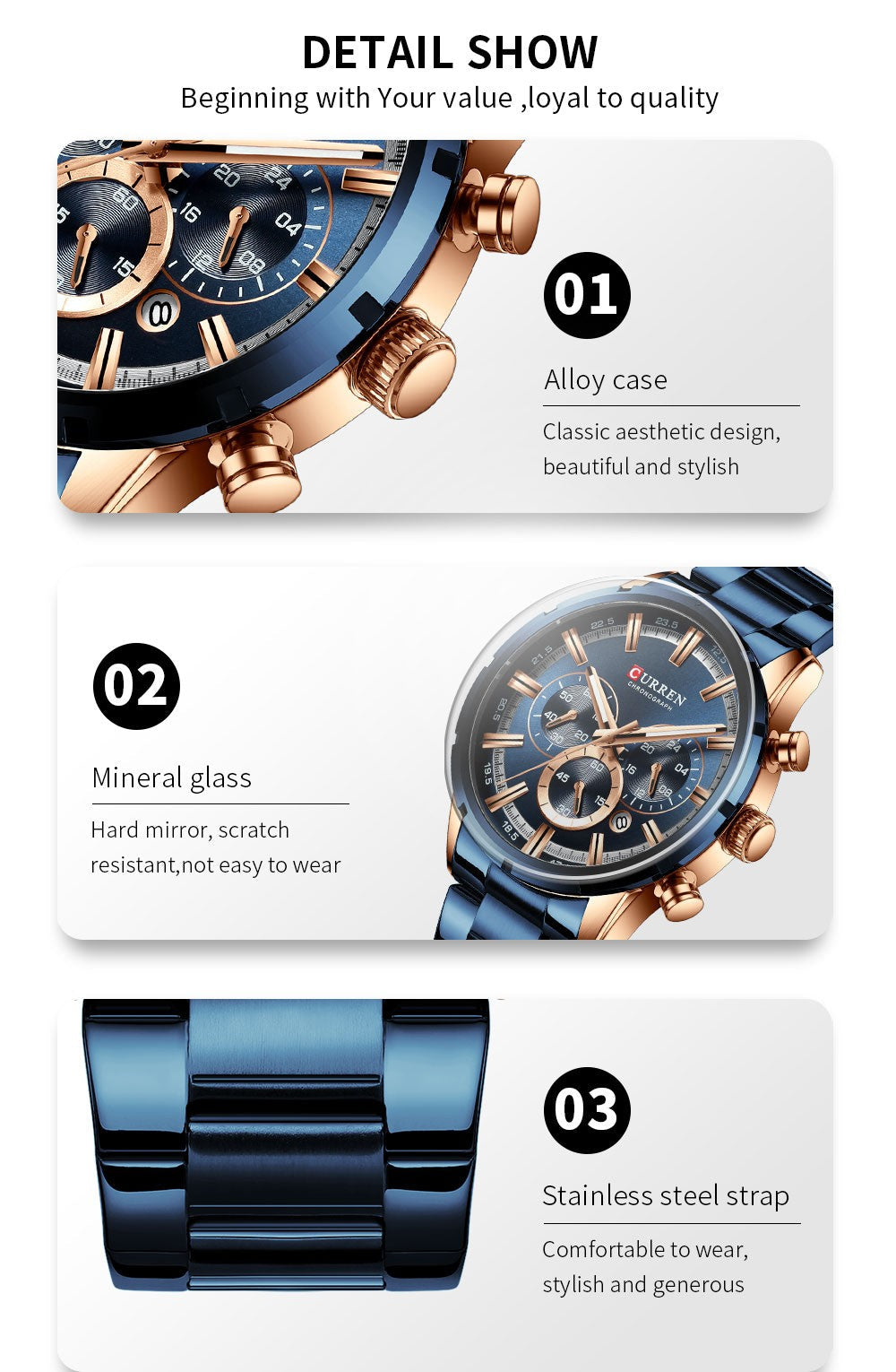 CURREN Men Watch Top Brand Luxury Sports Quartz Mens Watches Full Steel Waterproof Chronograph Wristwatch Men Relogio Masculino