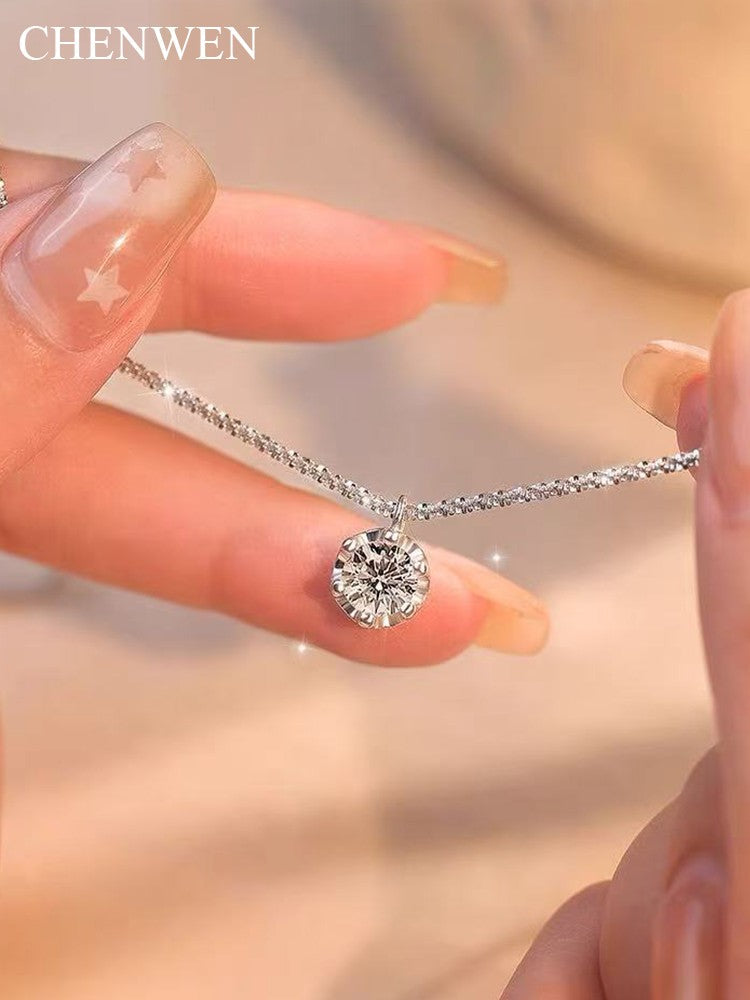 TEN CARATS s925 Sterling Silver VVS1 Moissanite Classic Crown Necklace for Women Gift GRA Certified Jewelry free delivery