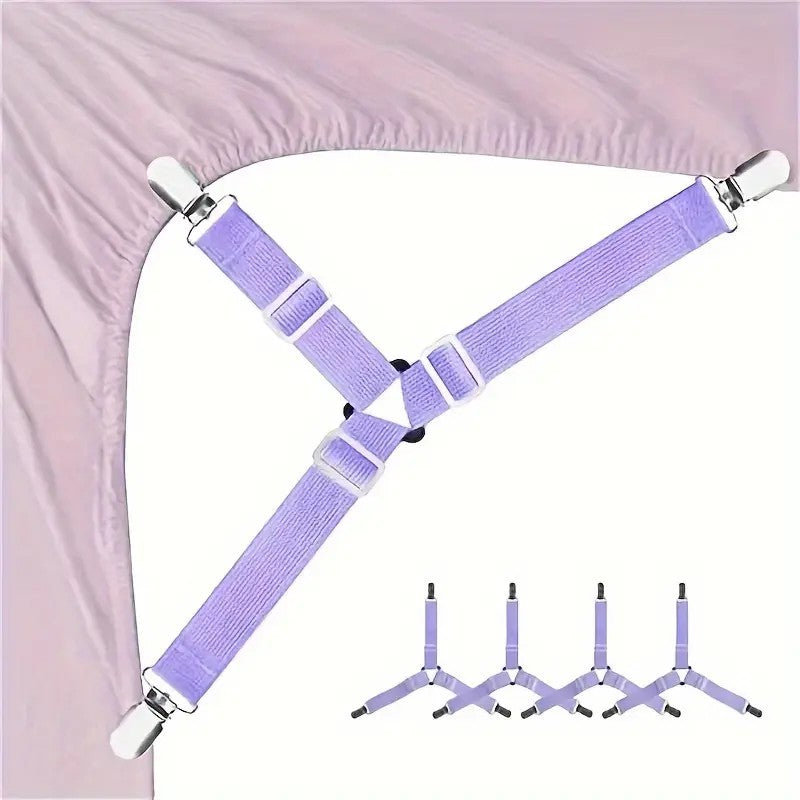 4 Triangular Bed Sheet Fasteners, Bed Sheet Clips, Adjustable Bed Sheet Straps, Mattress Clips, Suitable for Mattress Covers