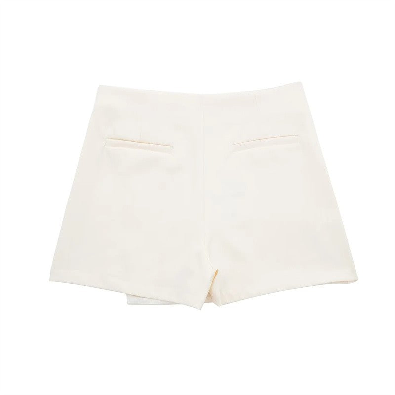 MUJER 2025 Asymmetric Skort For Women Black High Waist Mini Skirt Shorts Women Casual Bermuda Shorts Woman Summer Skirt Shorts