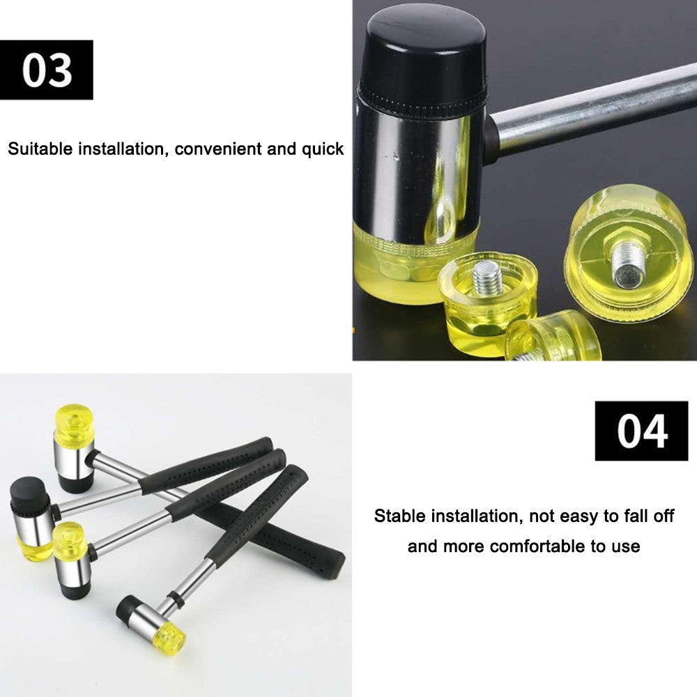 25mm 30mm 40mm Rubber Hammer Double Faced Work Glazing Window Nylon Hammer with Round Head and Non-slip Handle DIY Hand Tool