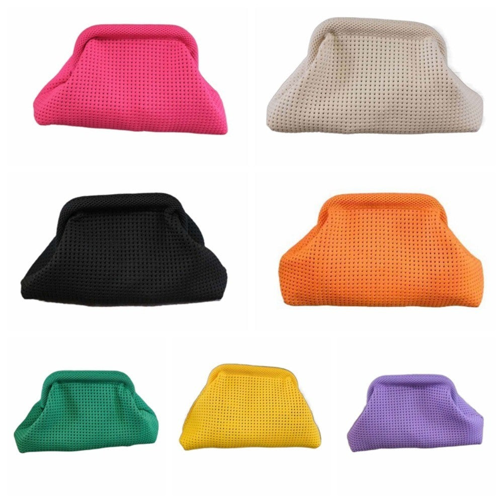 Breathable Summer Beach Clutch Bag Elastic Soft Small Crochet Handbag Polyester Dumpling Clutch For Women