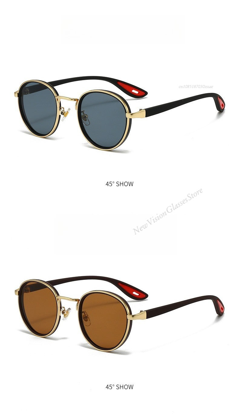 Vintage Designer Outdoor Sunglasses Men Round Fashion Plastic Titanium High Quality Sun Glasses Man UV Protection Glasses Woman