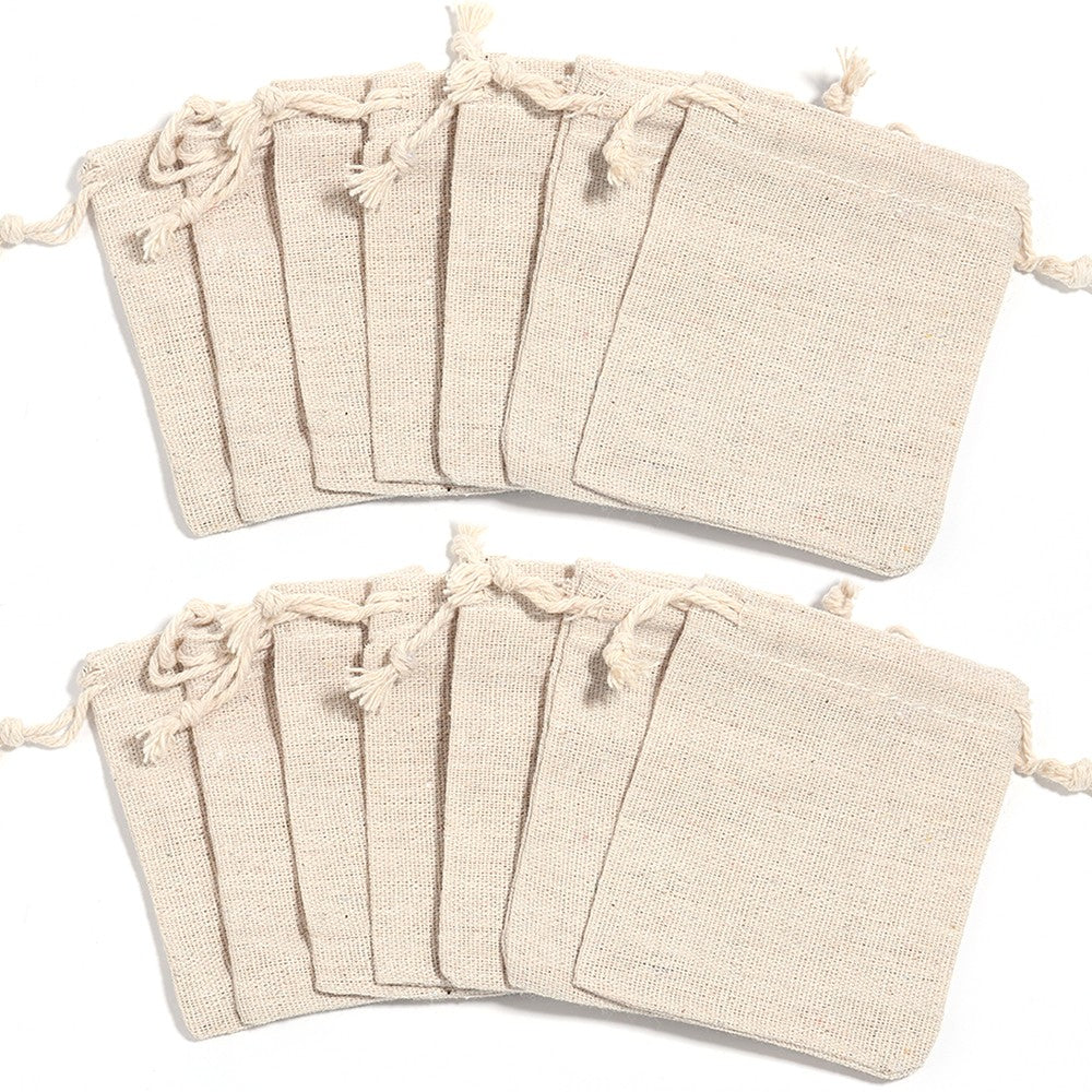 5-10Pcs/Lot Natural Linen Burlap Bags Jute Gift Bag Drawstring Gift Bags Ornament Pouch Cosmetic Washing Storage Candy Party Bag