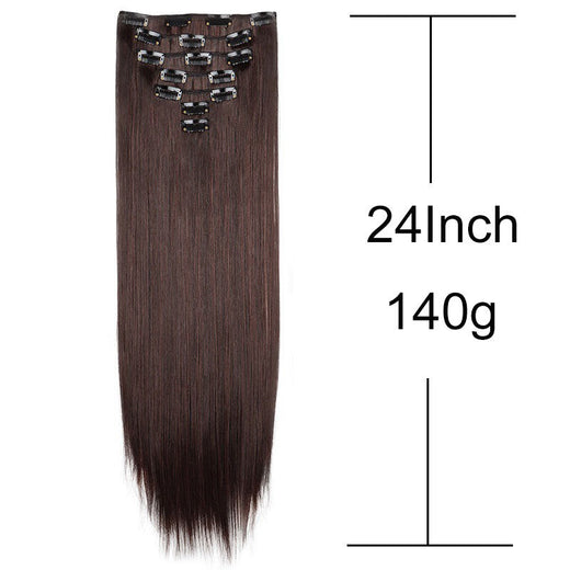 24Inch Synthetic 7Pcs/set Long Straight Hair Extension 16Clips Hairstyle Black Blonde Hairpiece for Women 2026