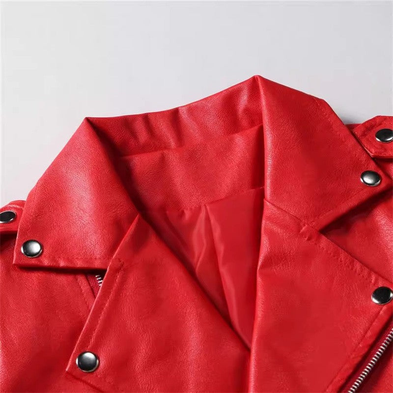 Men Business Casual Red Imitation Leather Jacket 2025 New Fashion Male Oblique Zipper Biker Coats