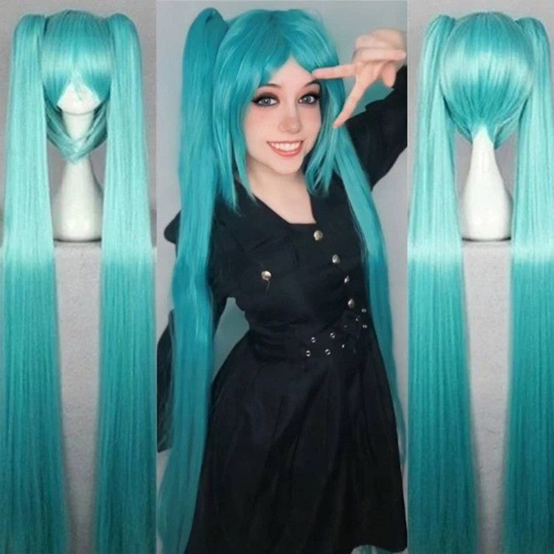 HAIRJOY Synthetic Hair VOCALOID Sakura Hatsune Miku Long Ponytails Green Cosplay Wig