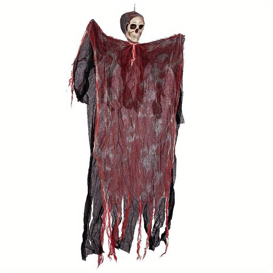 1 Pcs Hanging Halloween Ghost Pendant Terrifying Skull Head Decoration Prop Suitable For Balconies And Courtyards