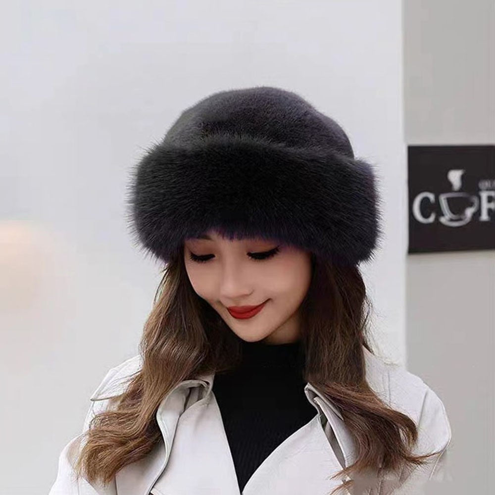 2024 Y2K Fluffy Faux Fur Bucket Hat Women Rabbit Fur Warm Thick Plush Winter Hat Lady Luxury Fashion Furry Panama Fisherman Cap