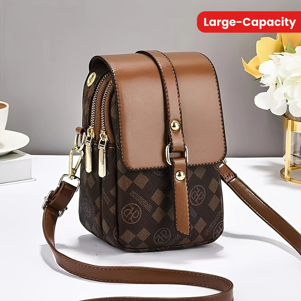 Retro Multi Layer Phone Small Bag, Fashion Lightweight Single Shoulder Crossbody Bag for Women Purse, Travel, Everyday Use