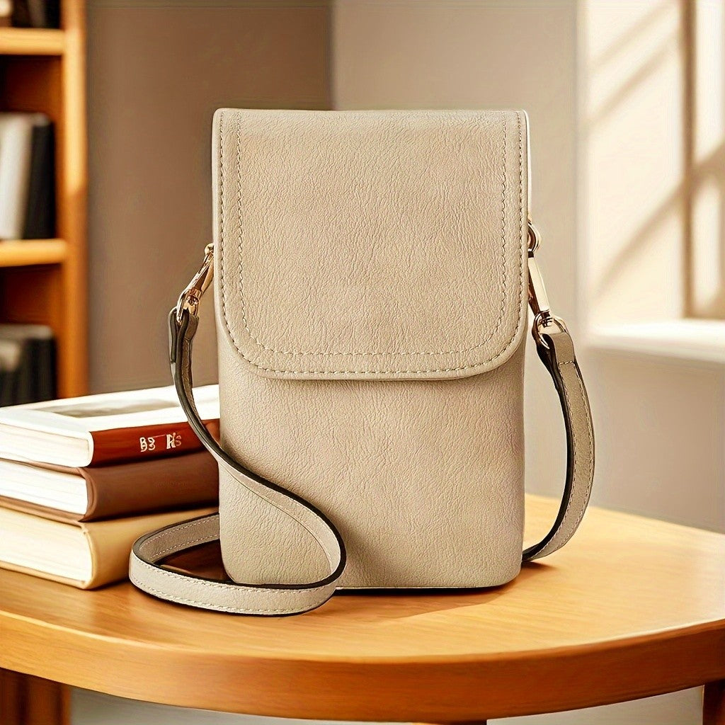 Fashionable and minimalist PU leather women's crossbody bag designer mobile phone bag change small bag women's single shoulder c