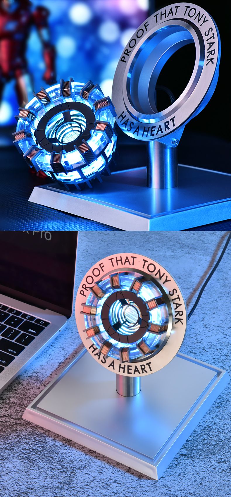 New Sale: Man Mk1 and Mk2 Arc Reactors Tony Stark's Heart of Mark Armor Avengers Figures with LED Lights 1:1 Chest lamp toy edc