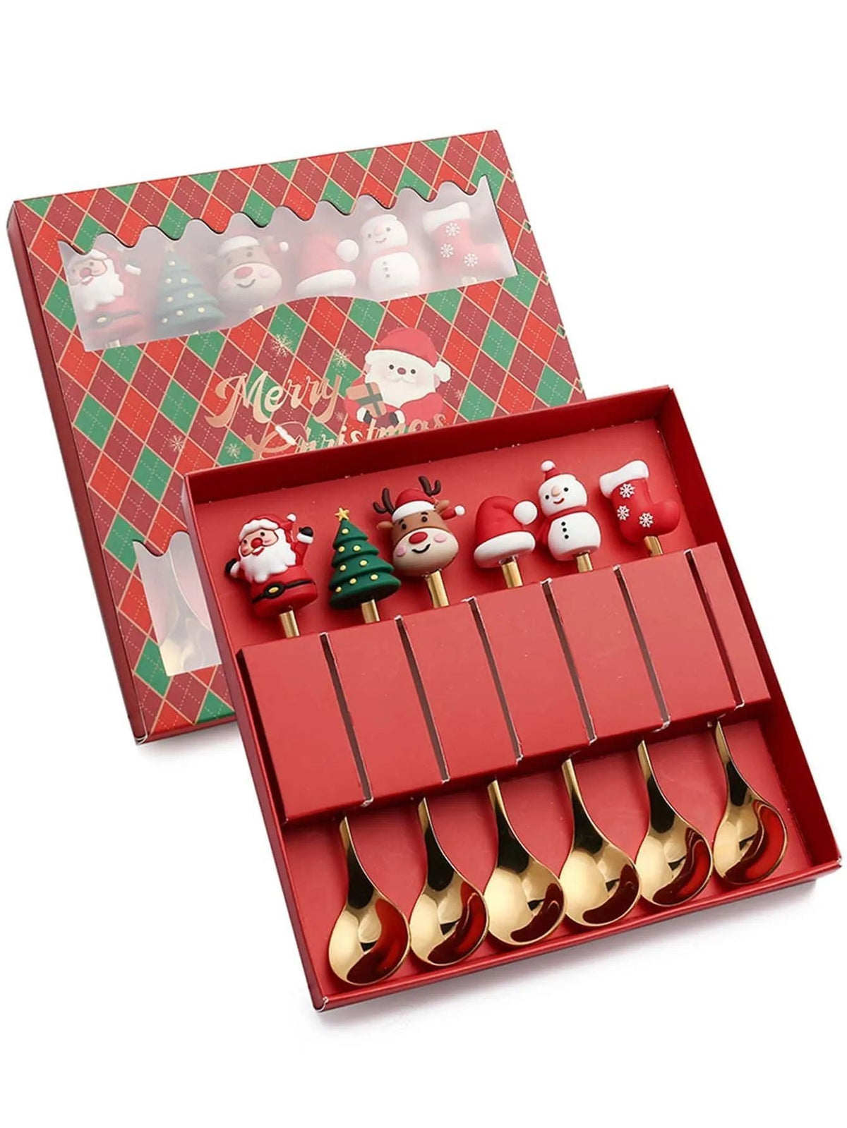 Christmas Themed Cutlery Set Stainless Steel Creative Cartoon Knife Fork Spoon 2/4/6pcs Set Holiday Gift Cutlery Decoration