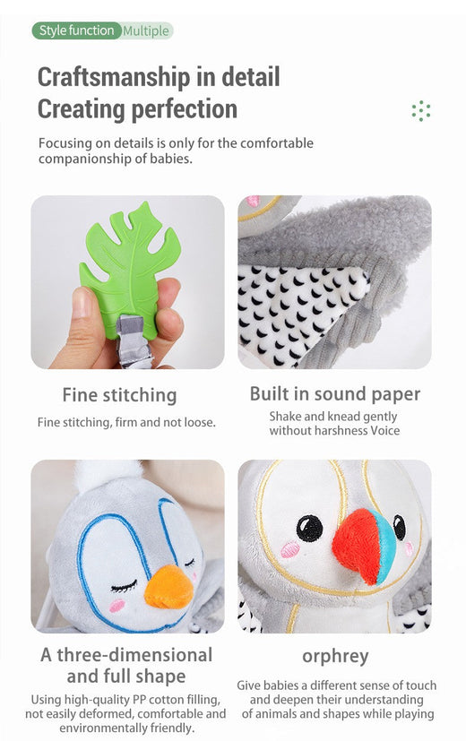 Baby Rattles Mobiles Cartoon Animal Bell Toy Kids Early Education Sensory Development Hand Grip Rabbit Penguin Rattles Toys Gift