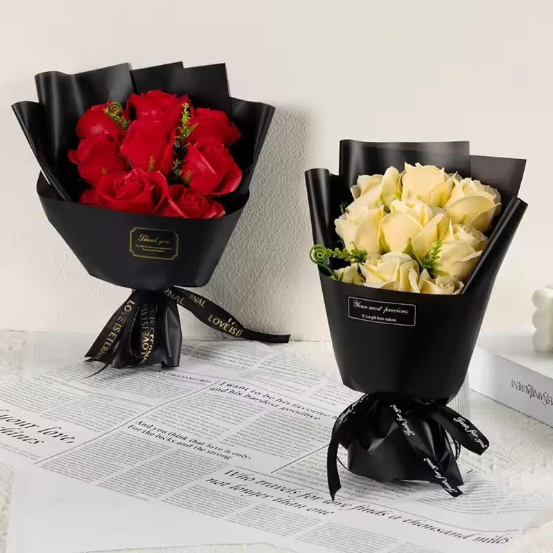 9 Heads Soap Flower Rose Bouquet Artificial Flower For Christmas Wedding Birthday Party Valentine's Day DIY Gift Home Decoration