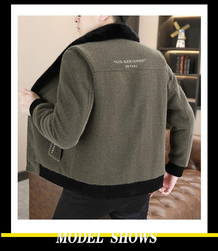2024 Winter Woolen Jacket for Men Thick and Plush Warm Lapel Trench Coat Casual Business Wool Blends Social Streetwear Overcoat