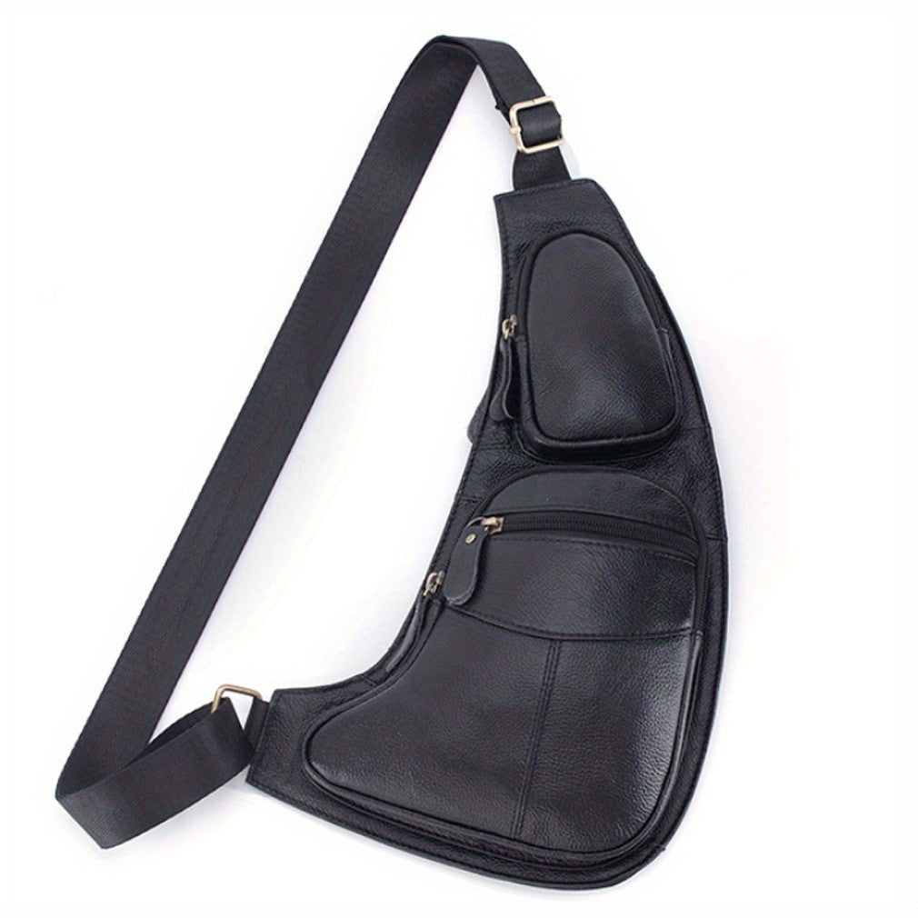 Retro leather crossbody bag, unisex backpack, single-shoulder crossbody bag, outdoor travel hiking camping tactical chest bag