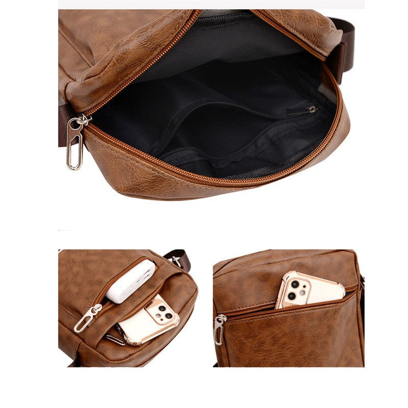 Men's PU Leather Crossbody Shoulder Bags High quality Tote Fashion Business Man Messenger Bag Leather Bags fanny pack