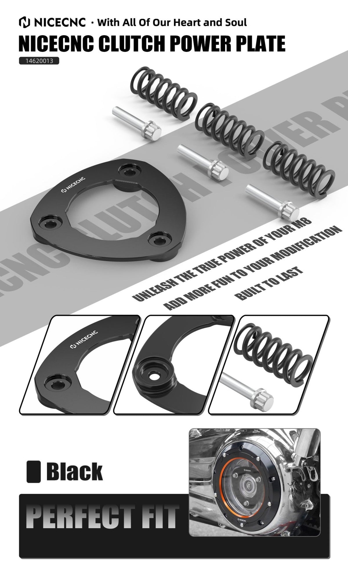 For Harley 2017-2024 Street Glide FLHX /Special Road Glide FLTRX/Special Road King FLHR M8 Derby Clutch Cover Clutch Power Plate