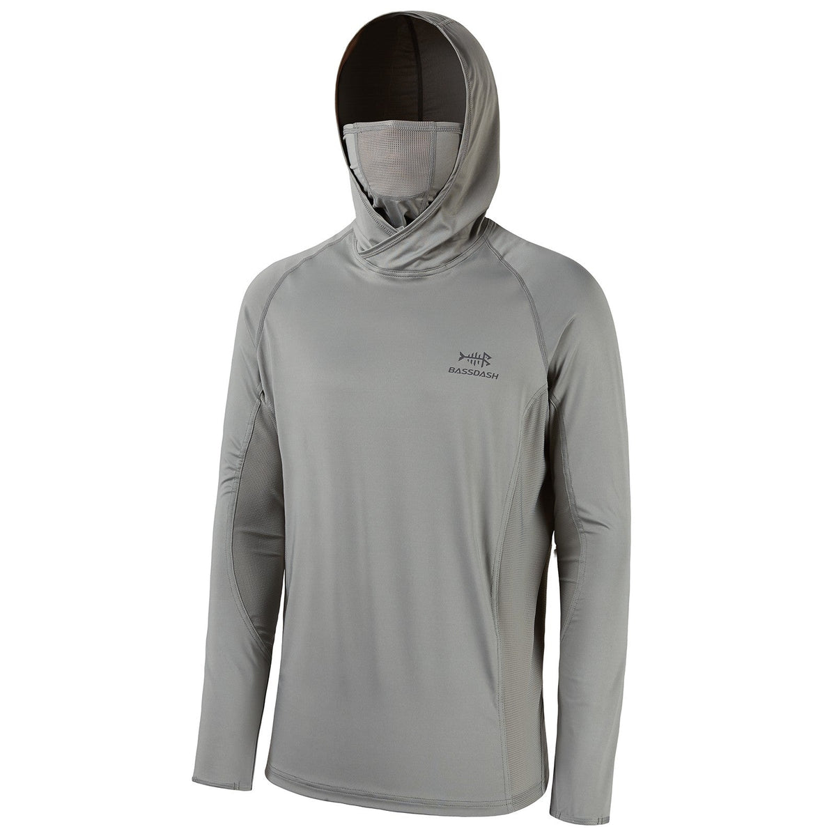 Bassdash UPF 50+ Men’s Long Sleeve Fishing Shirt with Mask UV Neck Gaiter Hoodie Keep Head Face Warm Outdoor Hiking Running