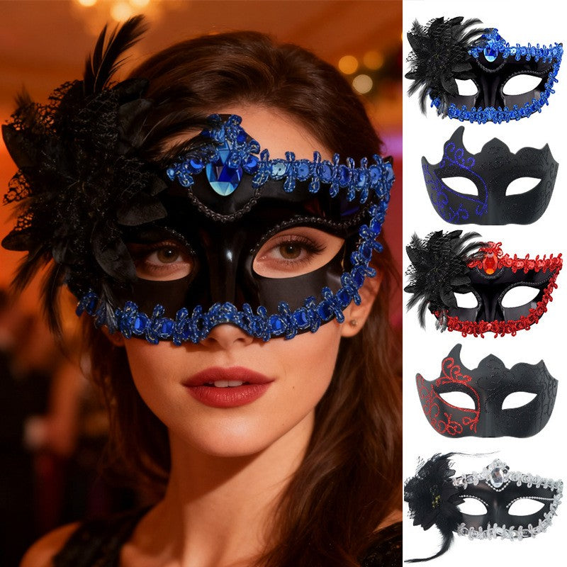 2PCS Couple Masks Sexy Painted Masquerade Mask Men Women Half Face Wedding Carnival Performance Costume Prom Parties Supplies