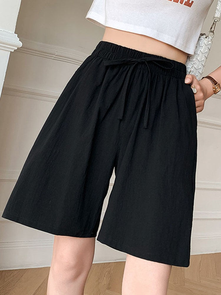 Women shorts Summer Casual Solid Cotton Linen shorts high waist loose shorts for girls Soft Cool female shorts M-3XL