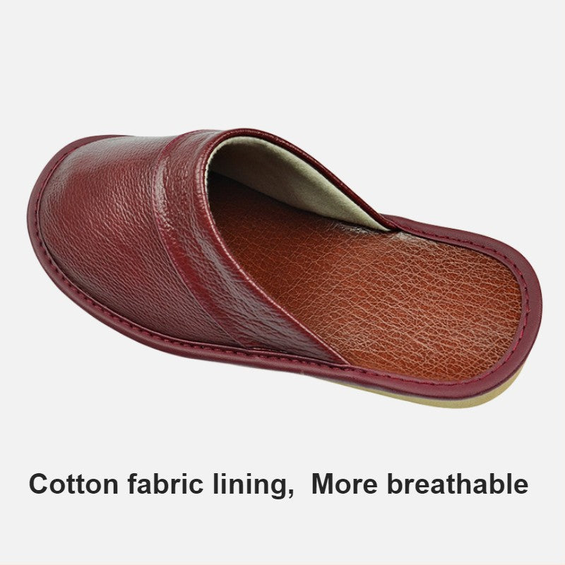 Big sizeGenuine Cow Leather Slippers Homes in indoor slipper Spring Autumn men women elderly non-slip casual single Slides shoes