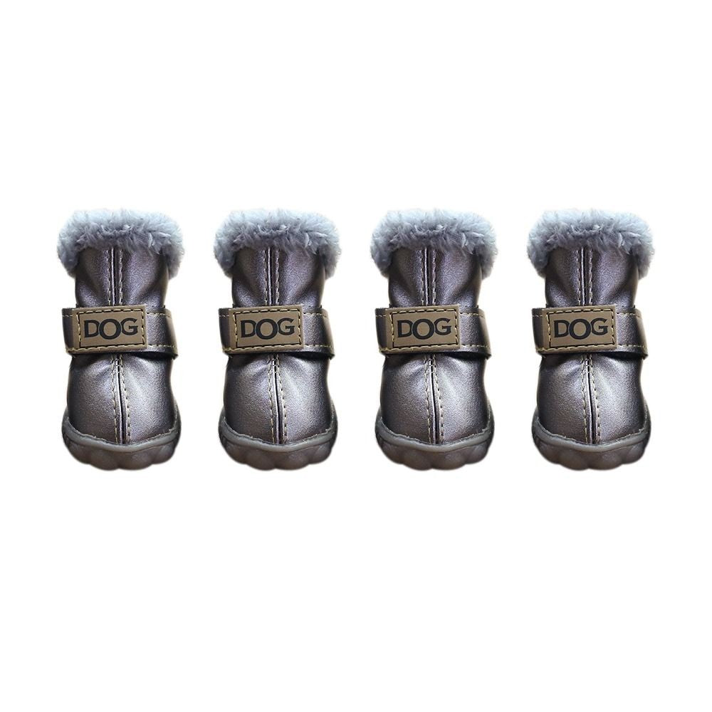 Dog Rainshoes Warm Pet Snow Boots Waterproof Soft Winter Pet Dog Shoes Plush/PU Non Slip for 4Pcs/Set Chihuahua